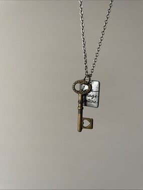 Key + word plaque Necklace
